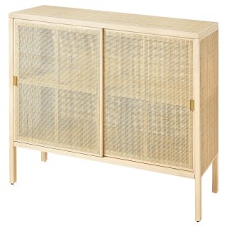 Sürgü Kapaklı Dolap, Rattan-Çam, 125x47x110 cm