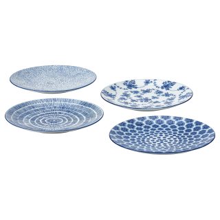 Tatlı Tabağı Seti, Mavi-Beyaz, 18 cm, 4 Parça