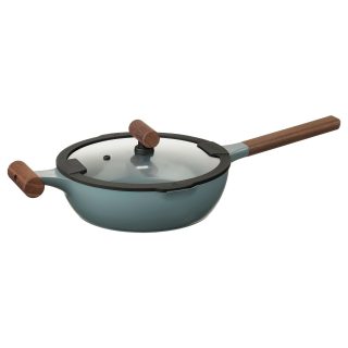 Tencere, Yapışmaz Kaplama-Ahşap-Gri Turkuaz, 24 cm