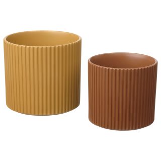Toprak Saksı, Sarı-Kahverengi, 2'li Set