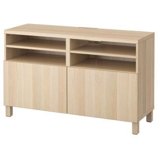 TV Sehpası, Ağartılmış Meşe Görünümlü, 120x40x74 cm