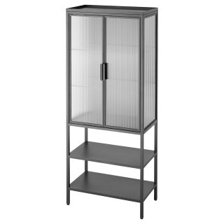 Vitrin, Antrasit-Sazlı Cam, 60x34x146 cm