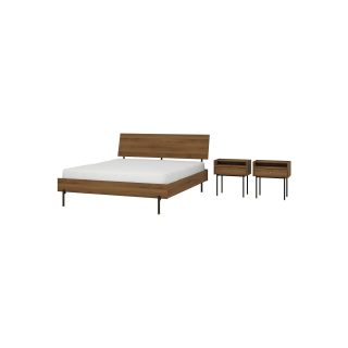 Yatak Odası Seti, Kahverengi Ceviz Görünüm, 140x200 cm, 3'lü Set