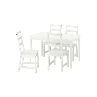 Yemek Masası Takımı, Beyaz, 4 sandalyeli, Açılabilir, 130/190x80 cm