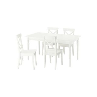 Yemek Masası Takımı, Beyaz, 4 sandalyeli, Açılabilir, 155/215x87 cm