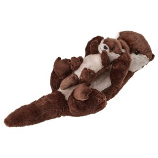 Yumuşak Oyuncak, Kahverengi-Bej, 45 cm, 2'li Set, Yavrulu Su Samuru